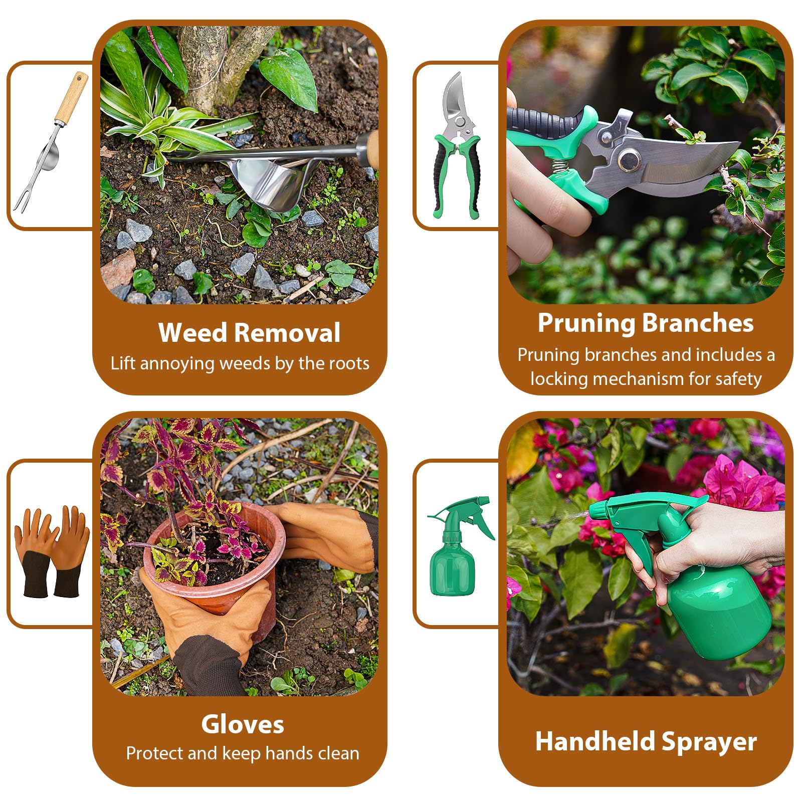 9PCS Stainless Steel Garden Ha - Spade Digging Fork recension och pris