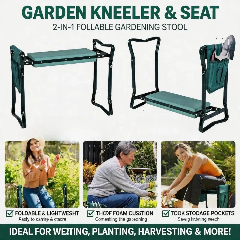 2-in-1 Folding Garden Kneeling - Gardening Tools Kit For Sale recension och pris
